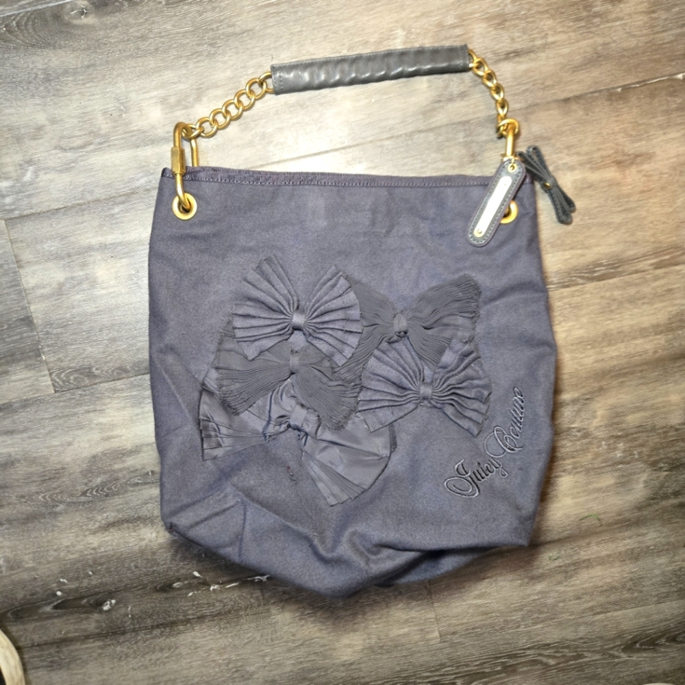 JUICY COUTURE Large Gray Shoulder‎ Bow Bag